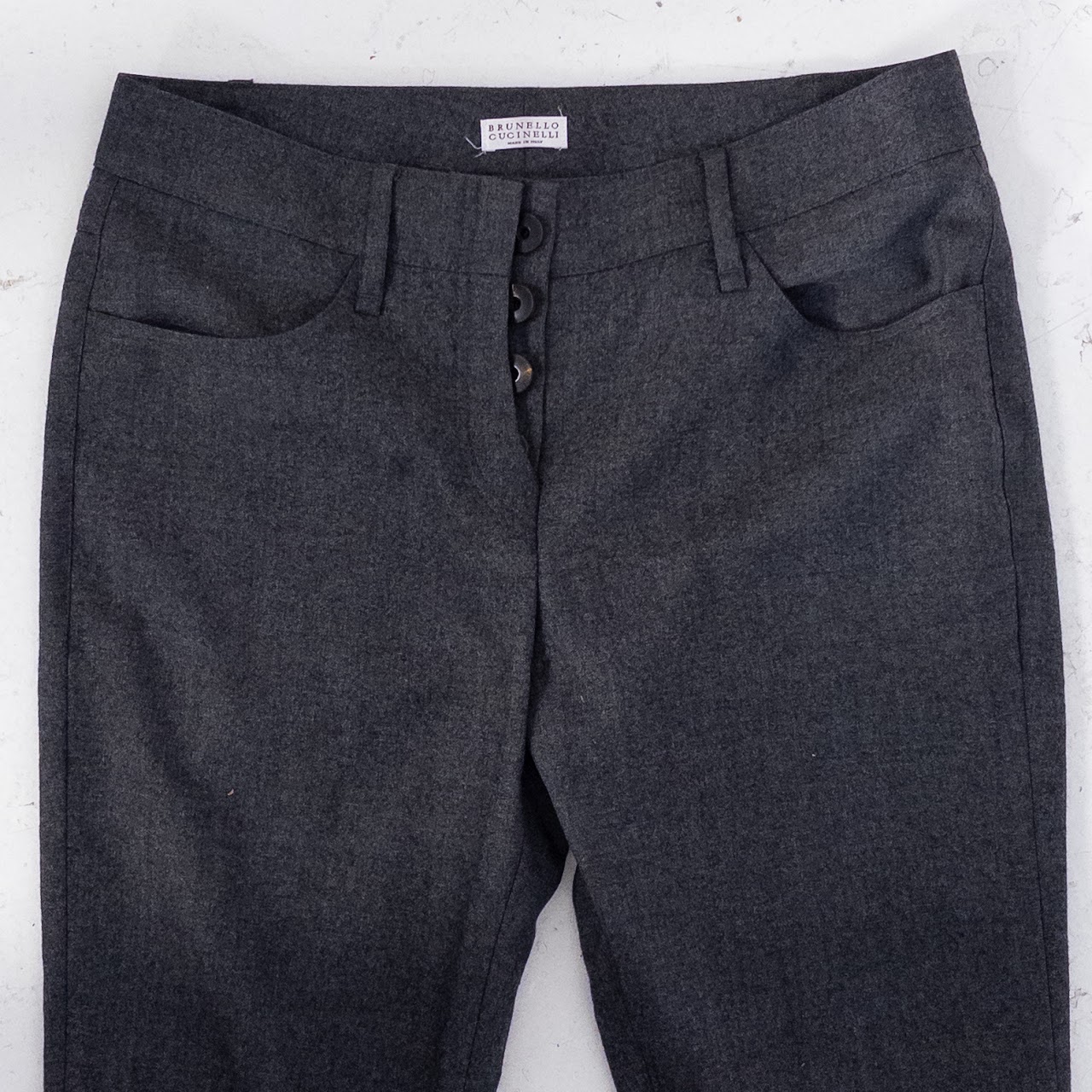 Brunello Cucinelli Charcoal Gray Virgin Wool Slacks