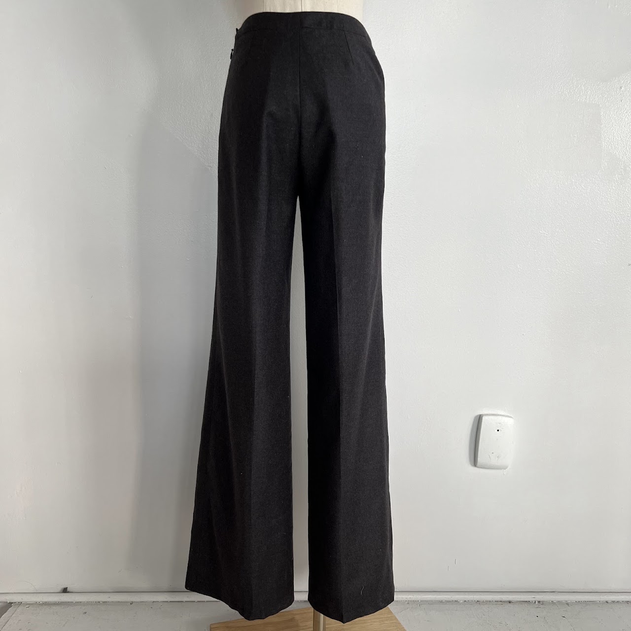 Chanel Charcoal Gray Wool and Cashmere Wide-Leg Slacks