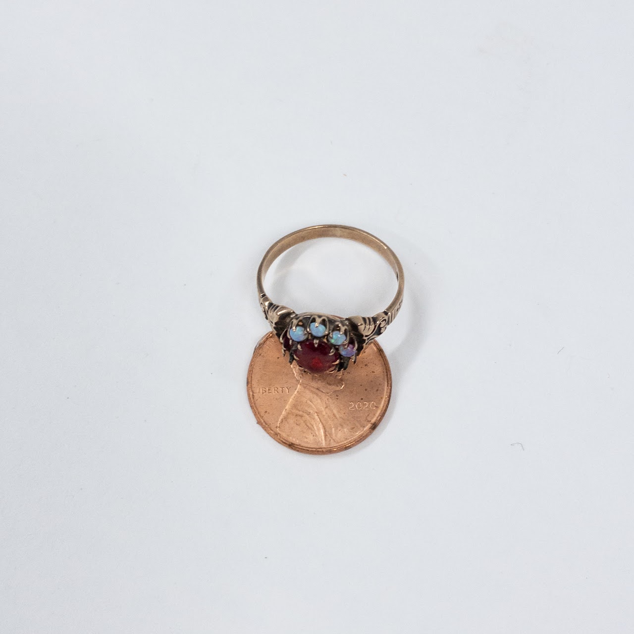 10K Gold Ring with Tiny Opals