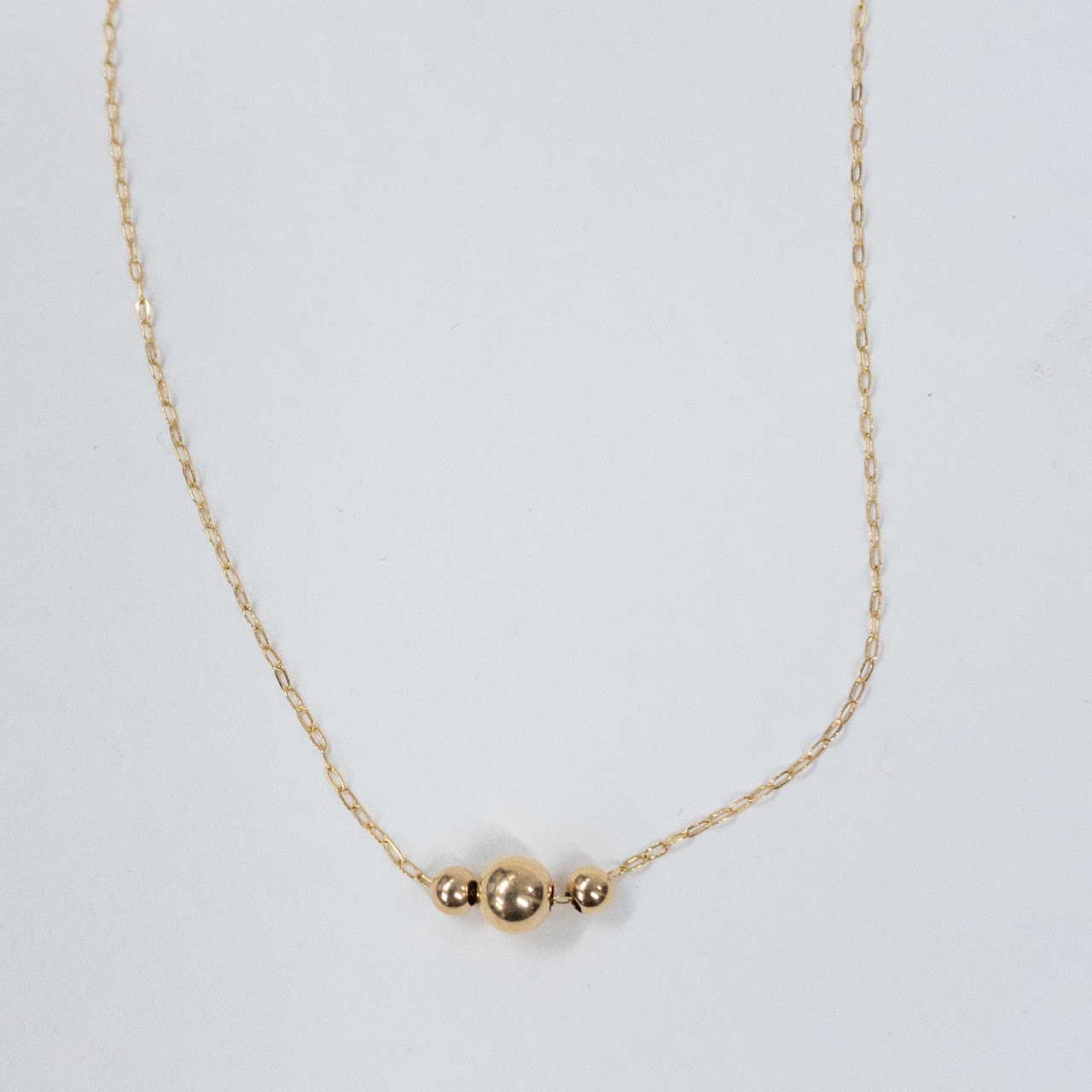 14K Gold Necklace with Three Ball Pendants