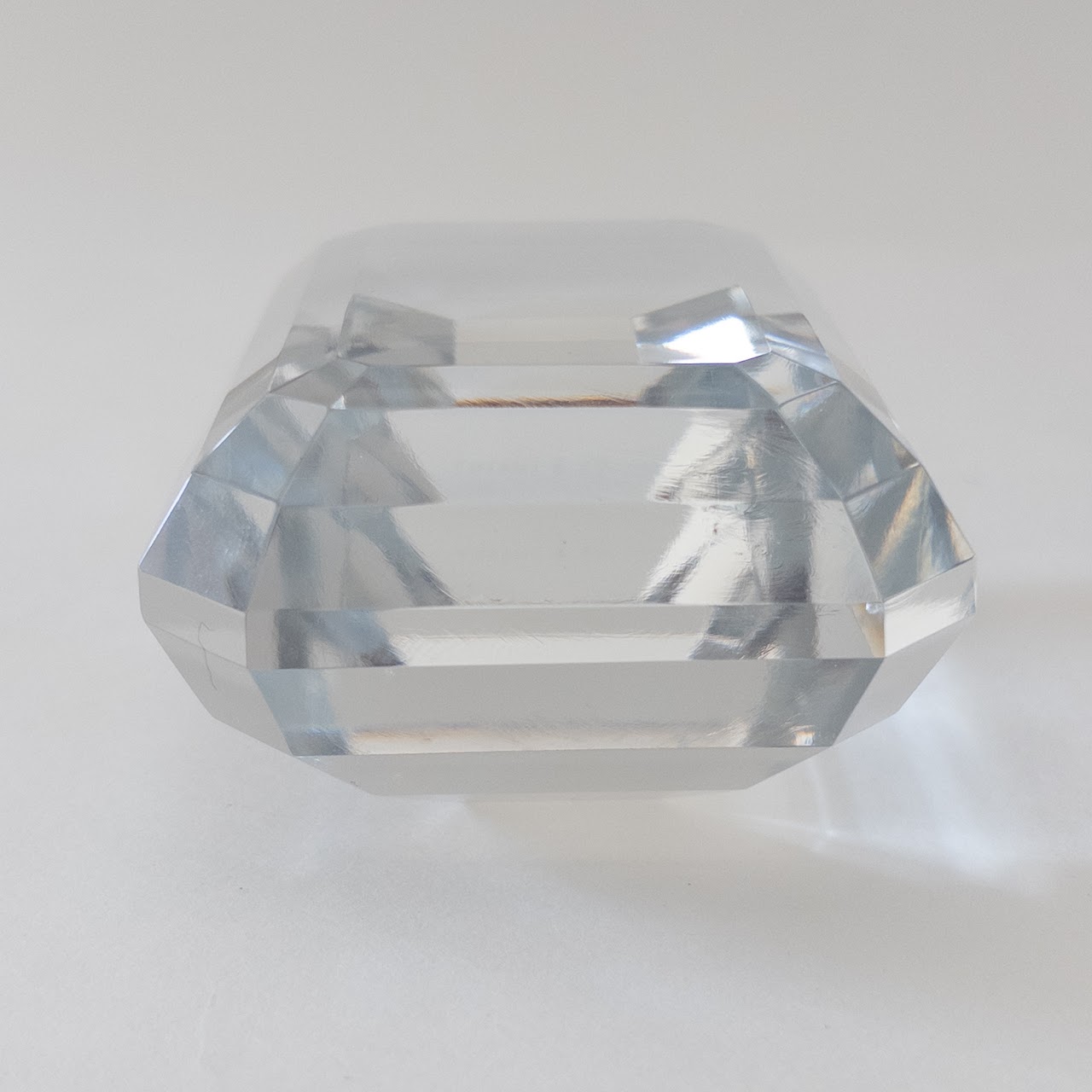 Tiffany & Co. Square Gemstone Cut Crystal Paperweight