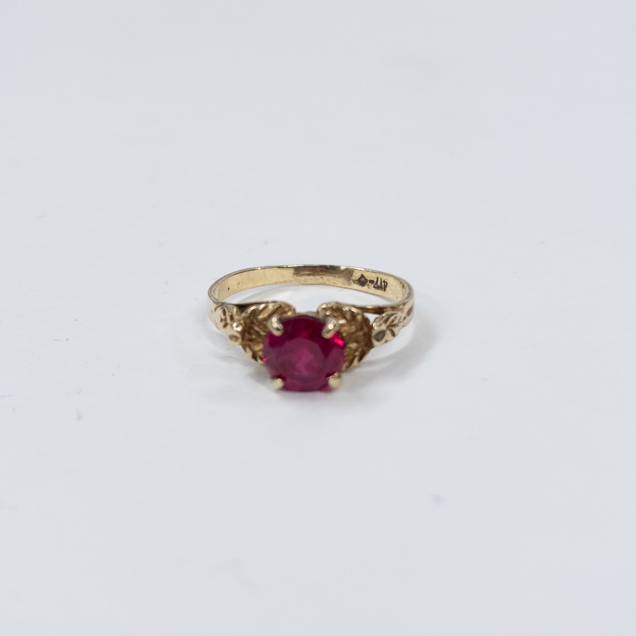 14K Gold Child's Ring with Corundum Gemstone