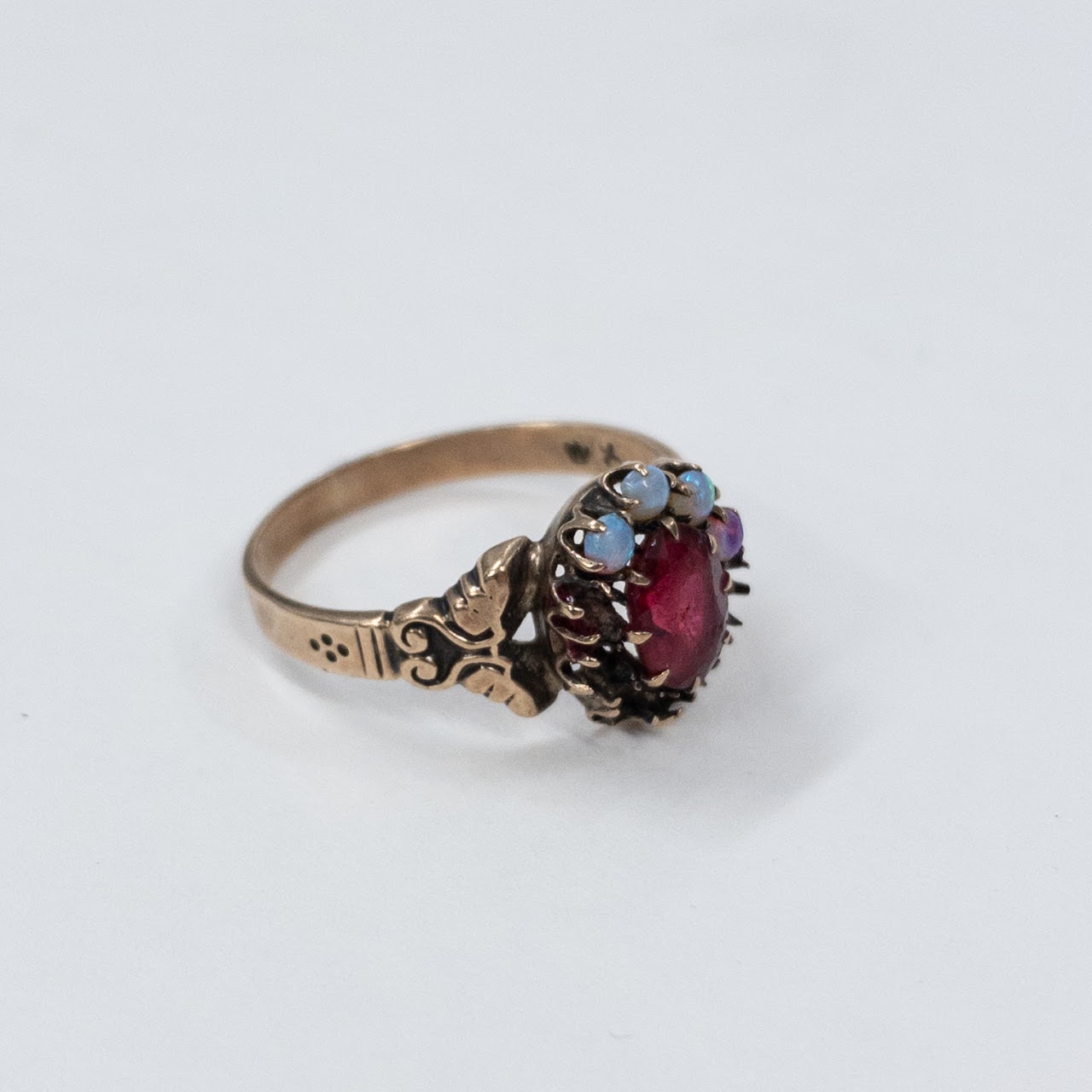 10K Gold Ring with Tiny Opals