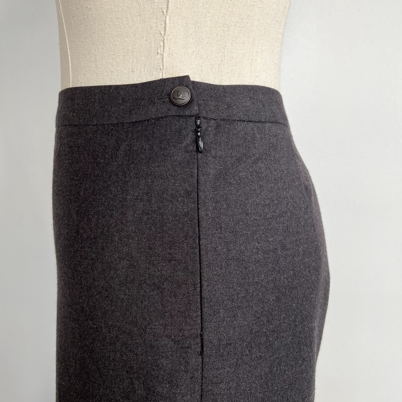 Chanel Charcoal Gray Wool and Cashmere Wide-Leg Slacks