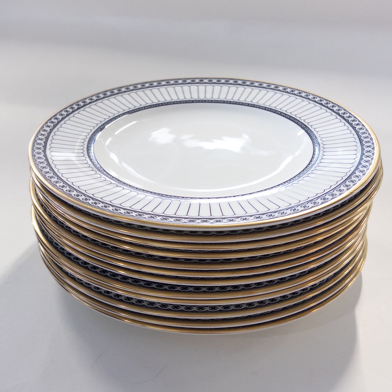 Wedgwood Colonnade Black Bone China Dishware Service for Eleven