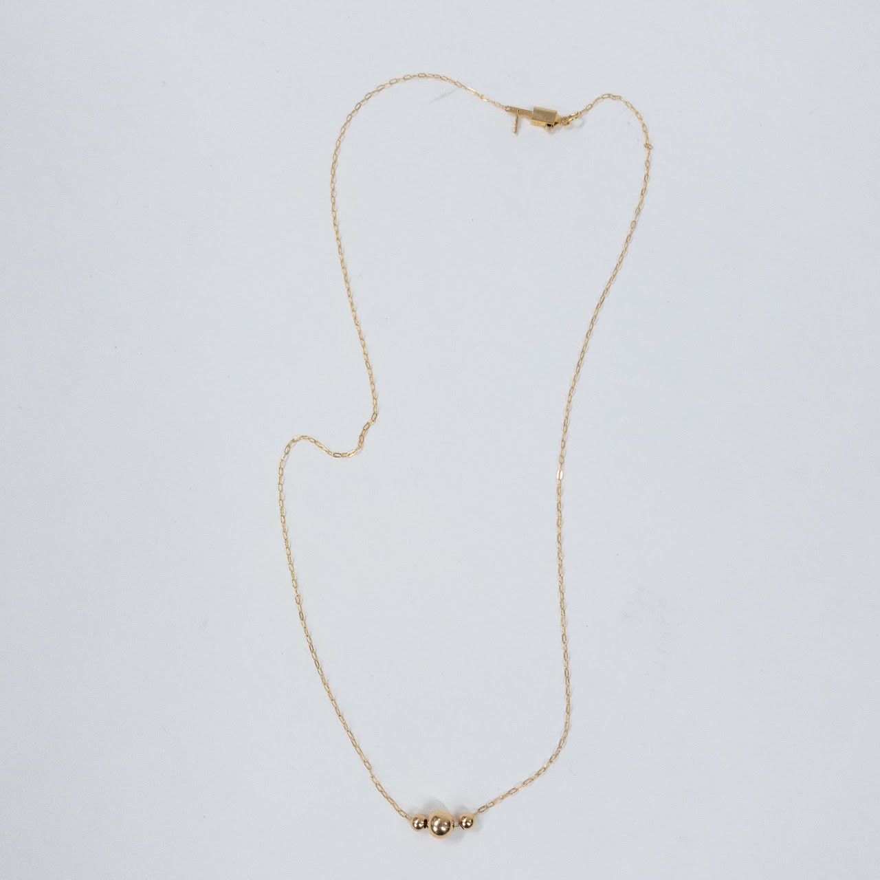 14K Gold Necklace with Three Ball Pendants