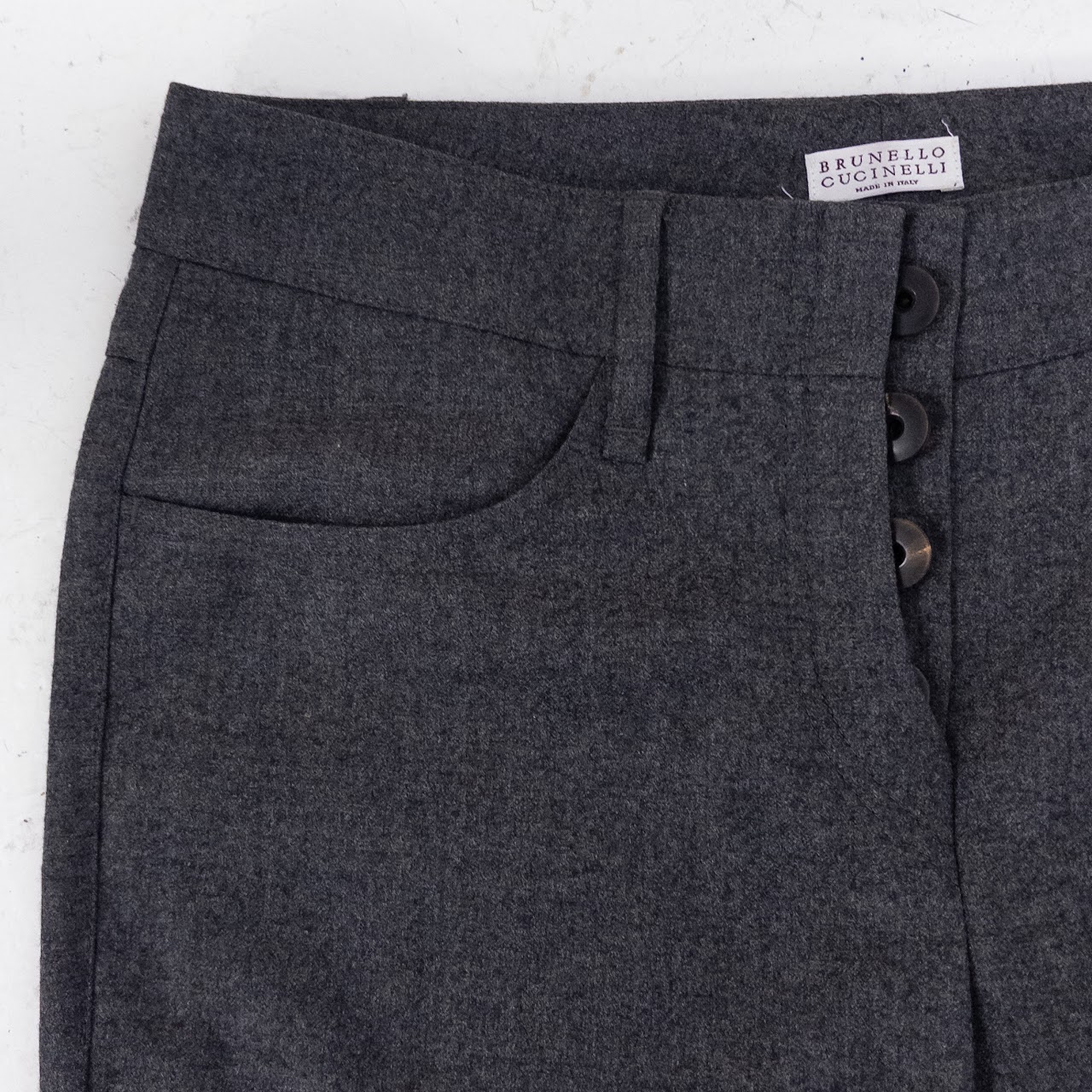 Brunello Cucinelli Charcoal Gray Virgin Wool Slacks