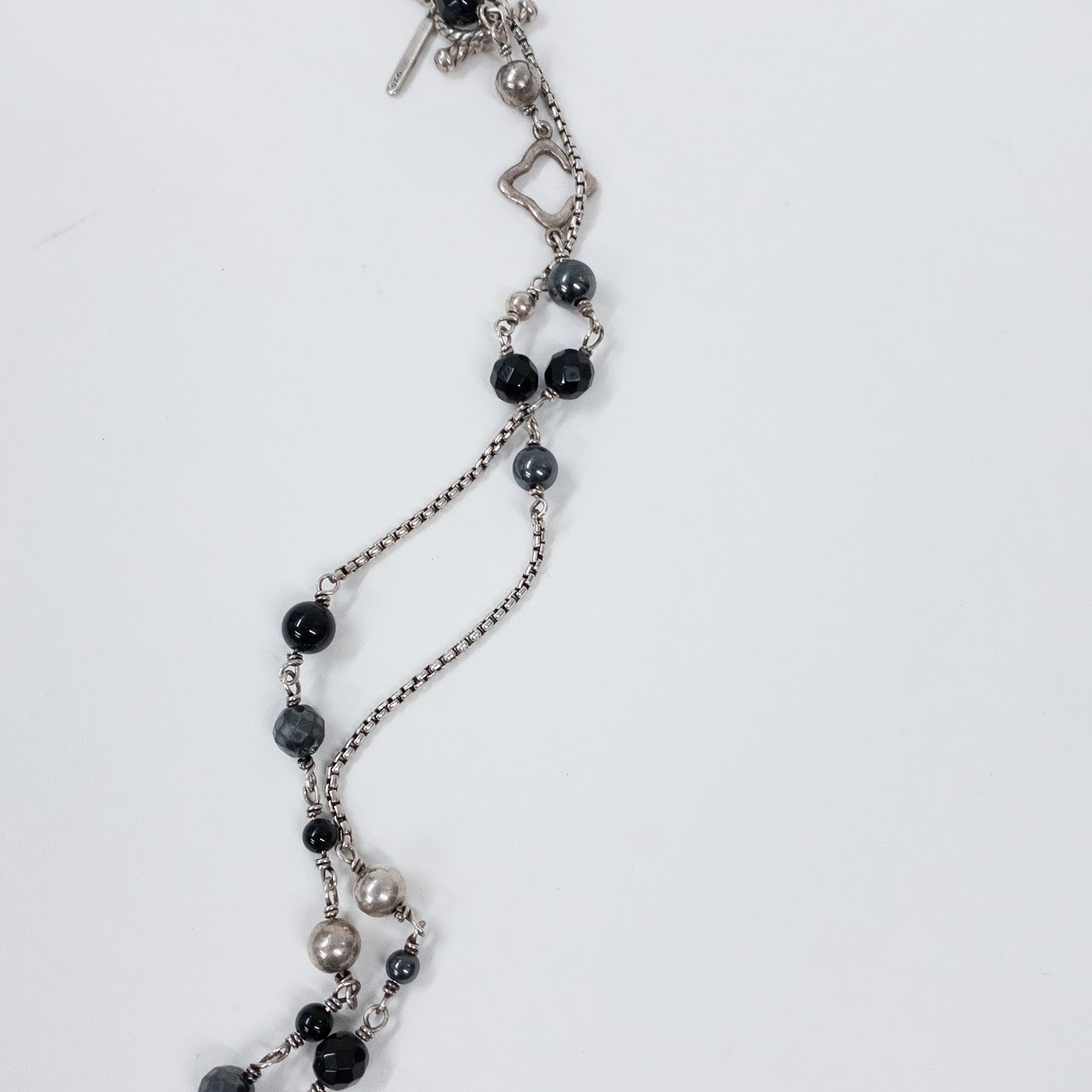 David Yurman Sterling Silver Necklace with Onyx and Hematite Beads