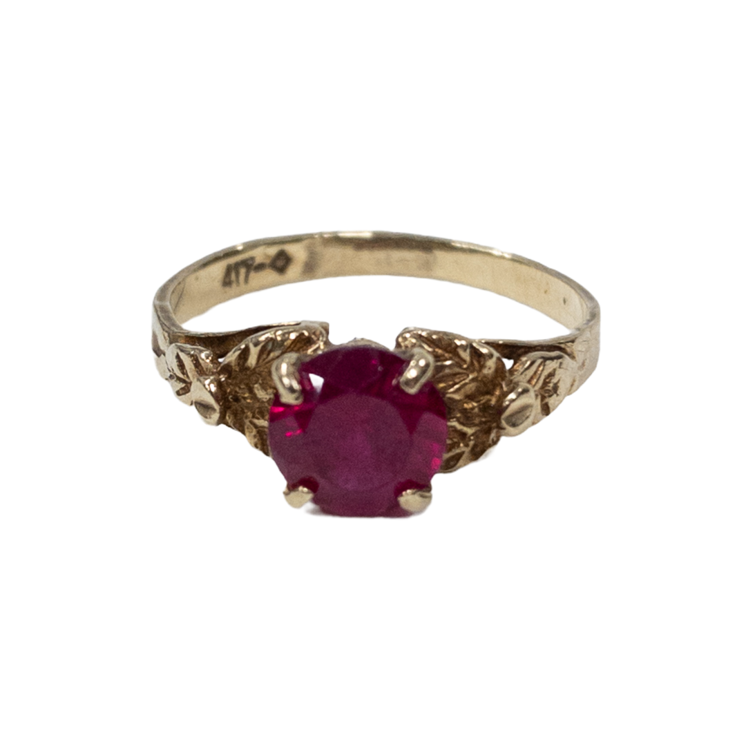 14K Gold Child's Ring with Corundum Gemstone