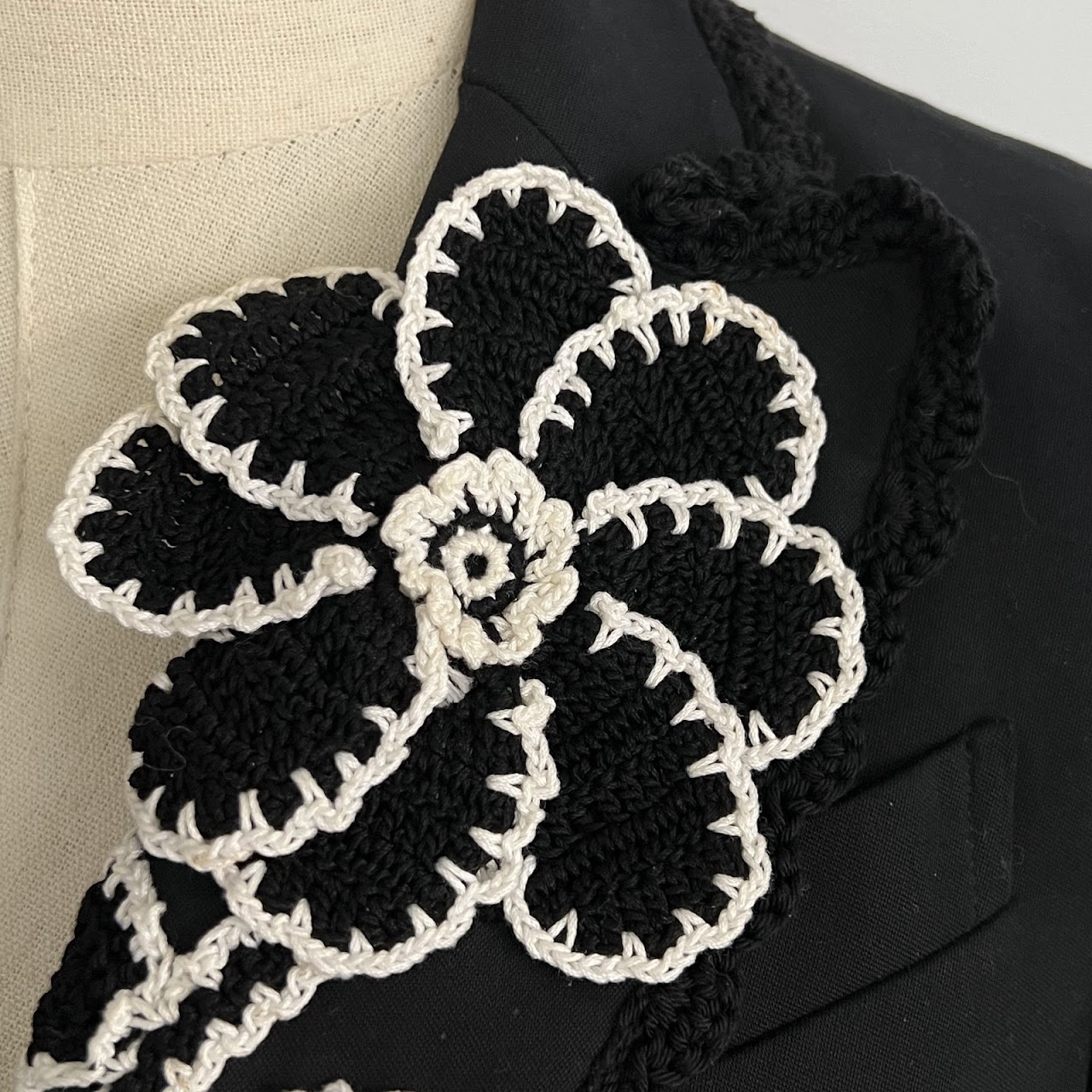 Moschino Cheap and Chic Crocheted Floral Lapel Jacket