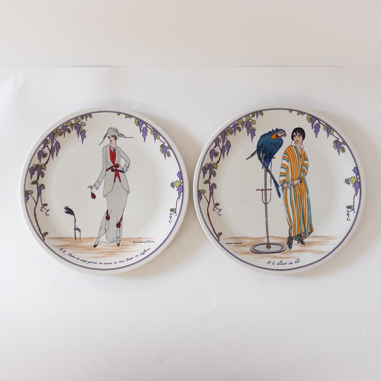 Villeroy & Boch Design 1900 Art Deco Patterned Salad Plate Set of Eight