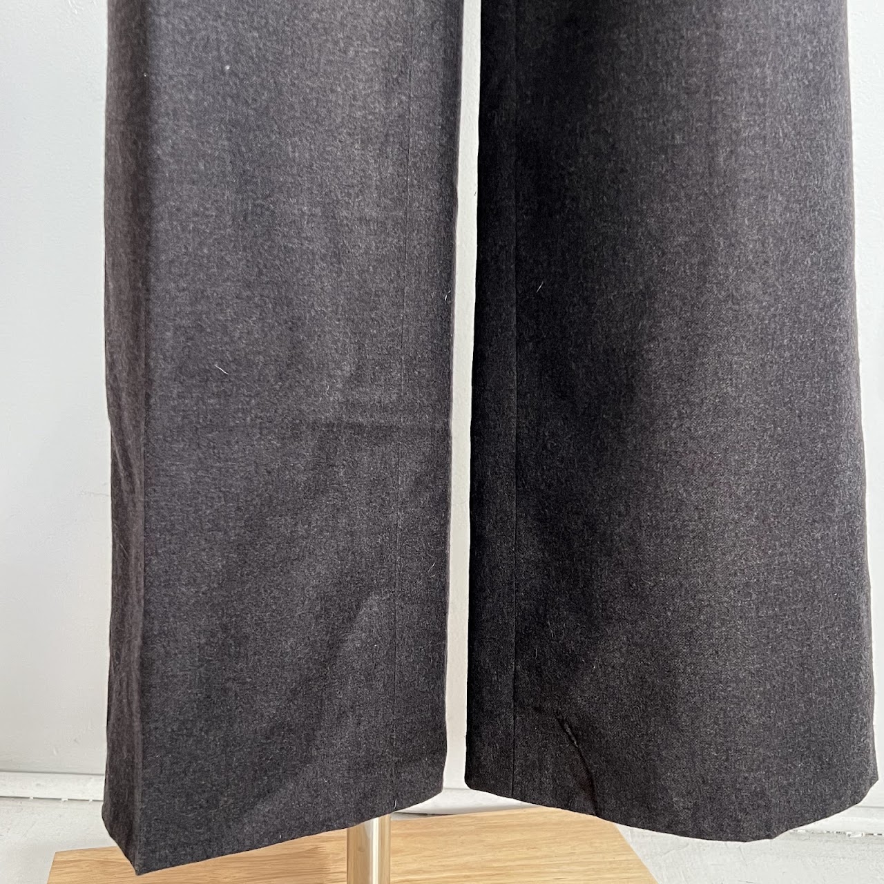 Chanel Charcoal Gray Wool and Cashmere Wide-Leg Slacks