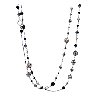 David Yurman Sterling Silver Necklace with Onyx and Hematite Beads