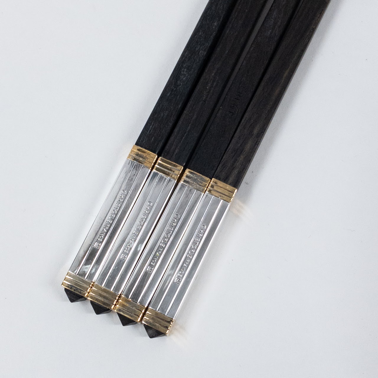 Christofle Wood and Silver Plate Chopstick Pair