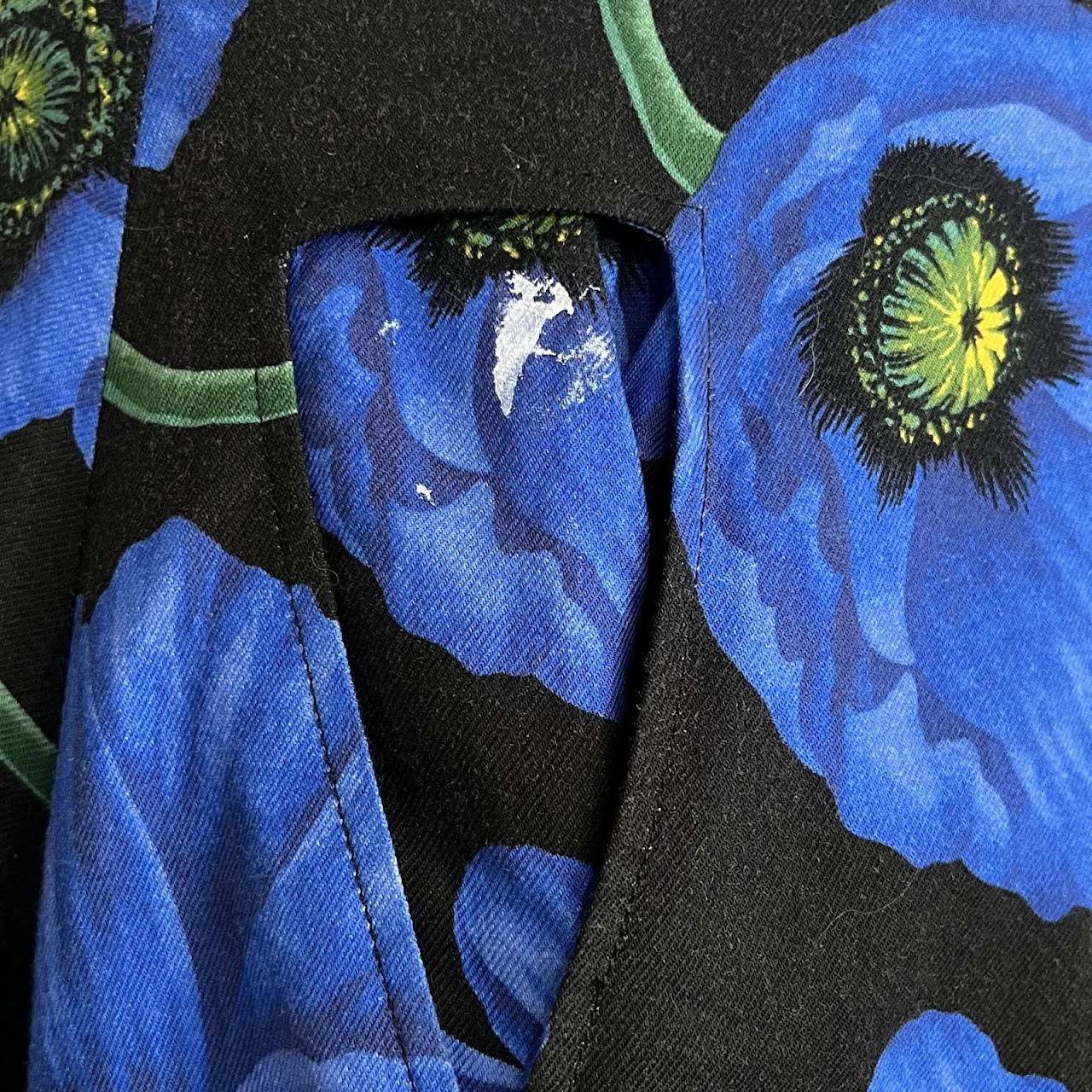 Kenzo Blue Poppy Printed Knee-Length Skirt