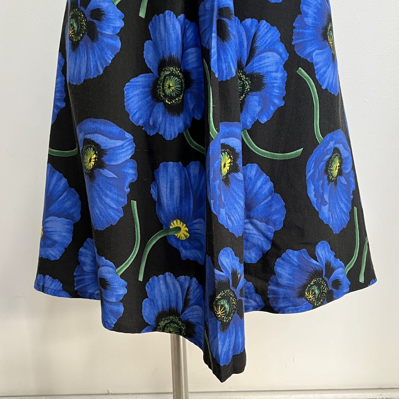 Kenzo Blue Poppy Printed Knee-Length Skirt