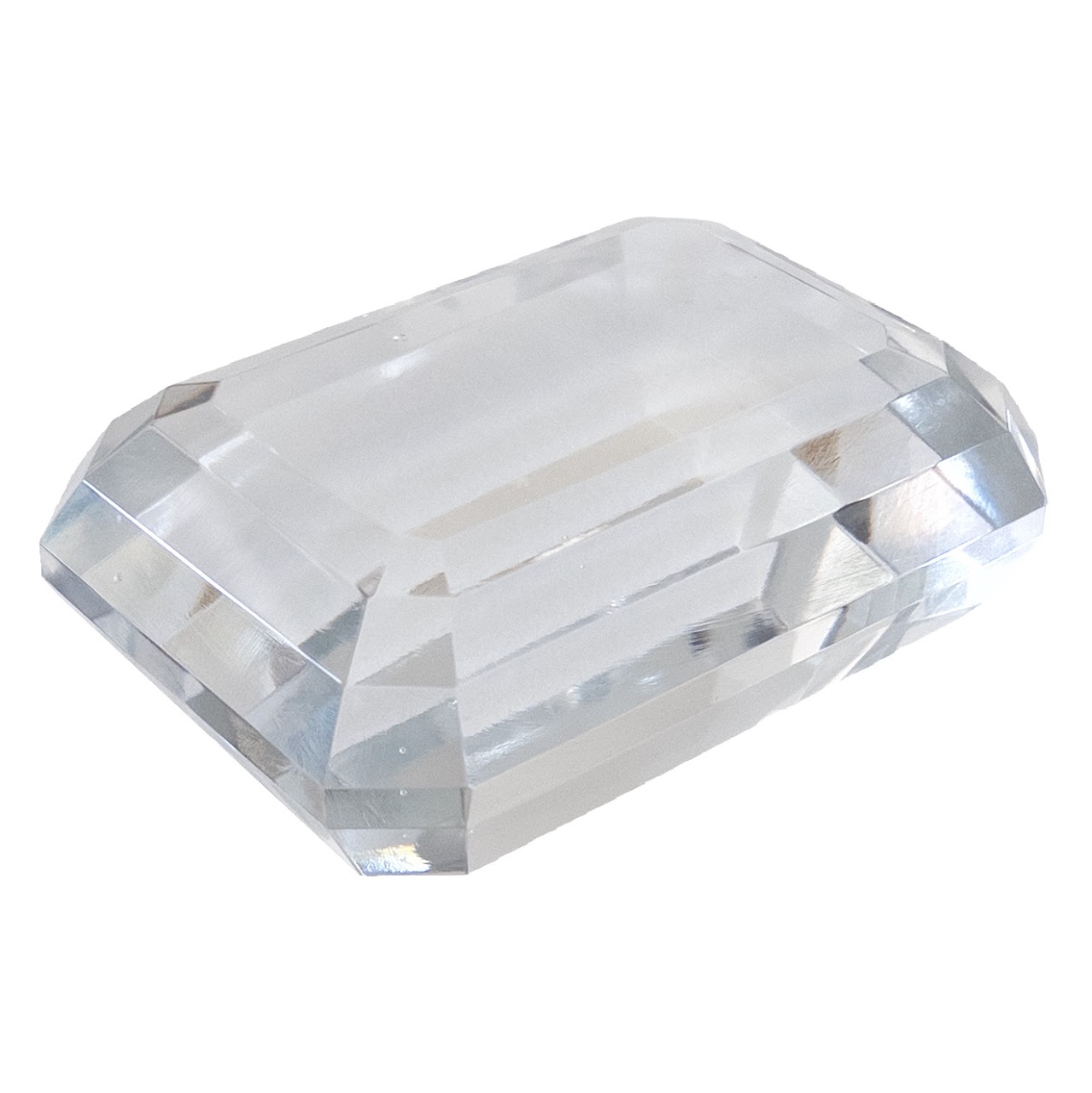 Tiffany & Co. Square Gemstone Cut Crystal Paperweight