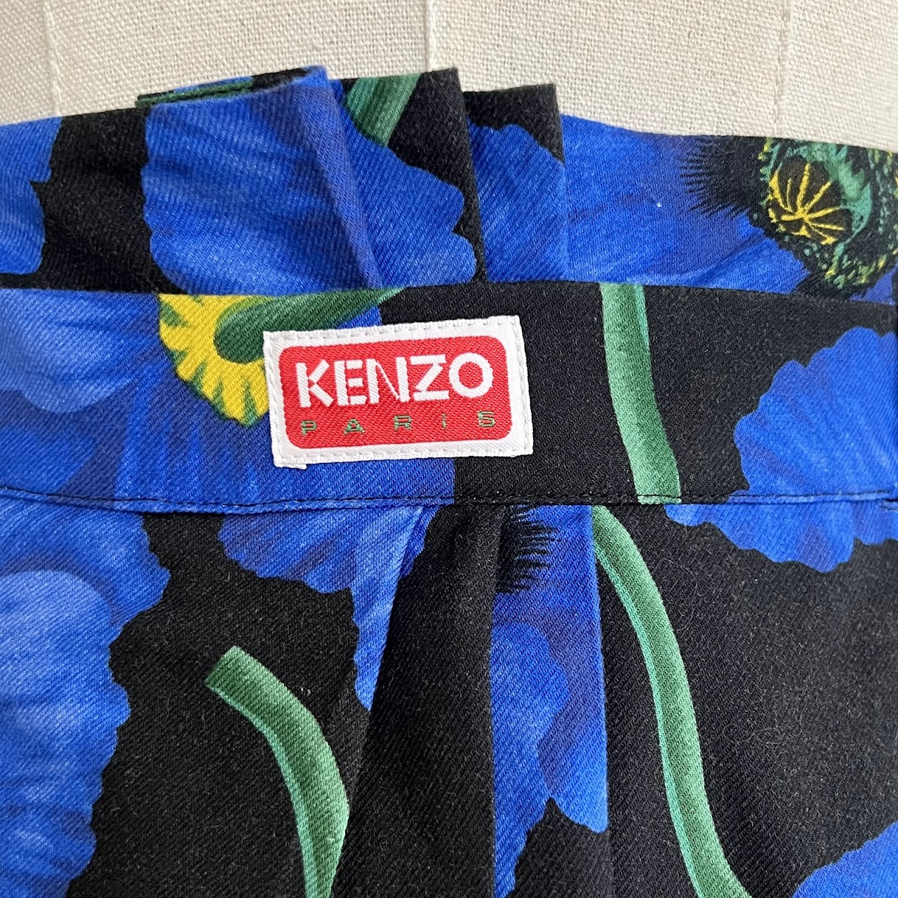 Kenzo Blue Poppy Printed Knee-Length Skirt