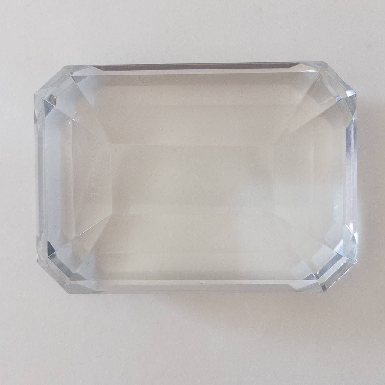 Tiffany & Co. Square Gemstone Cut Crystal Paperweight