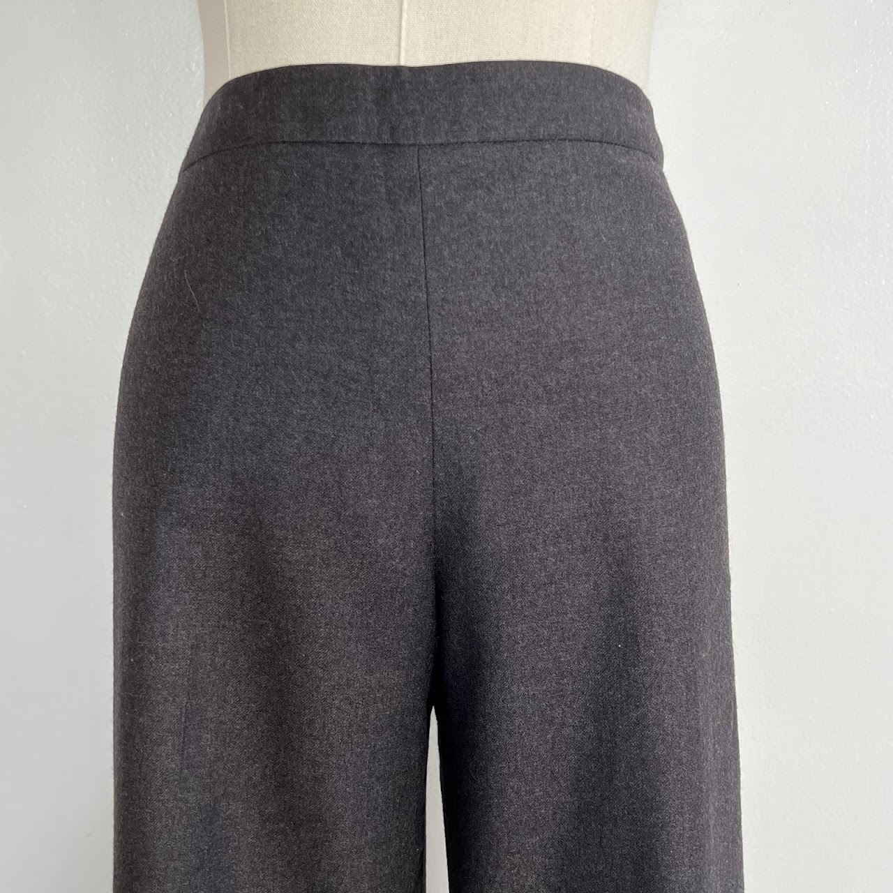 Chanel Charcoal Gray Wool and Cashmere Wide-Leg Slacks