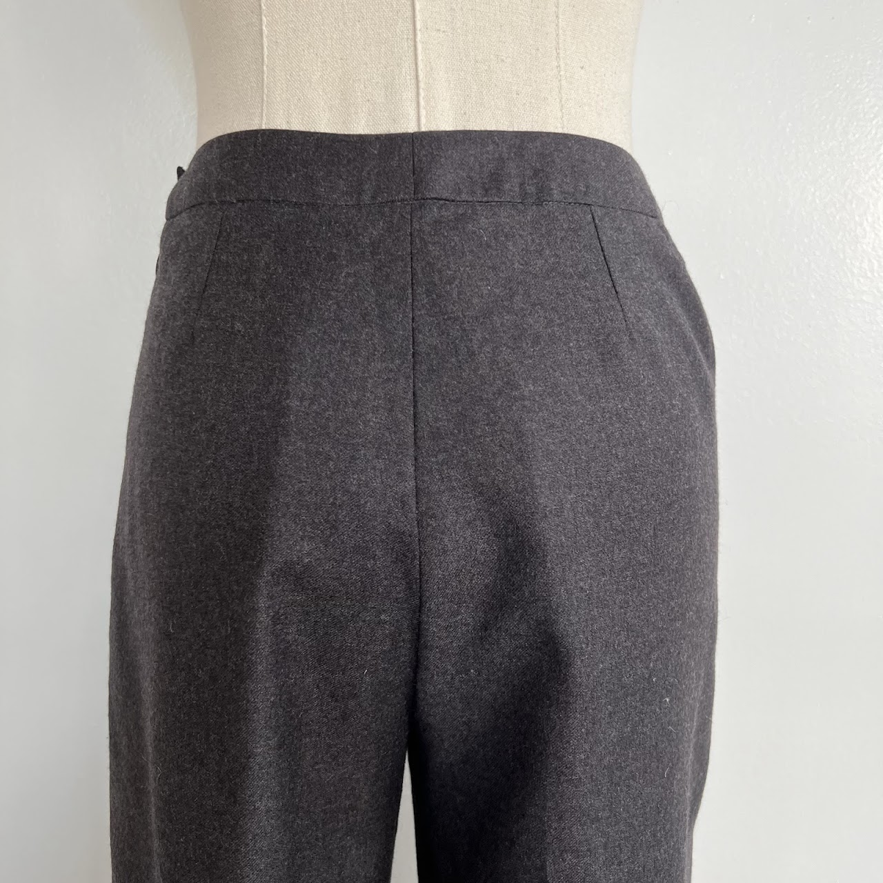 Chanel Charcoal Gray Wool and Cashmere Wide-Leg Slacks