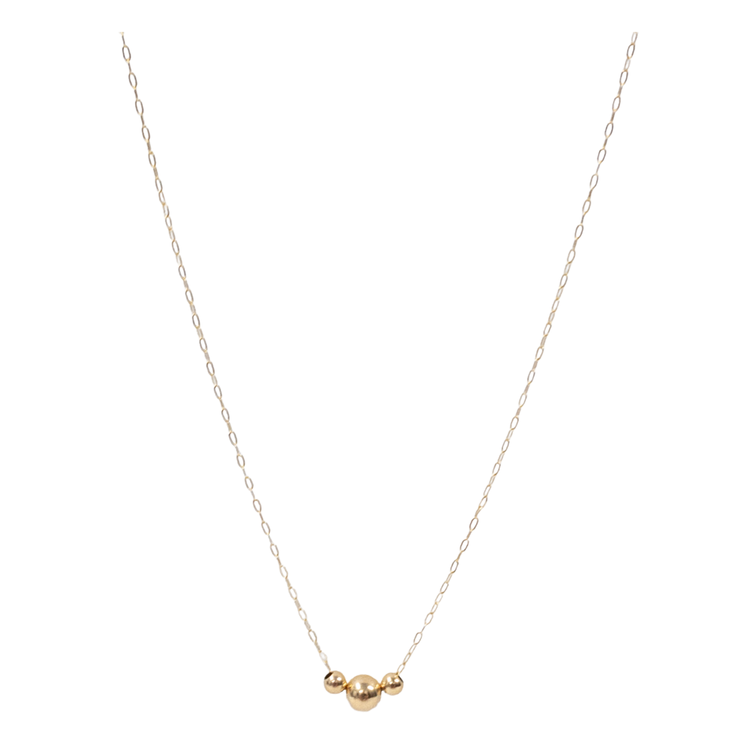 14K Gold Necklace with Three Ball Pendants