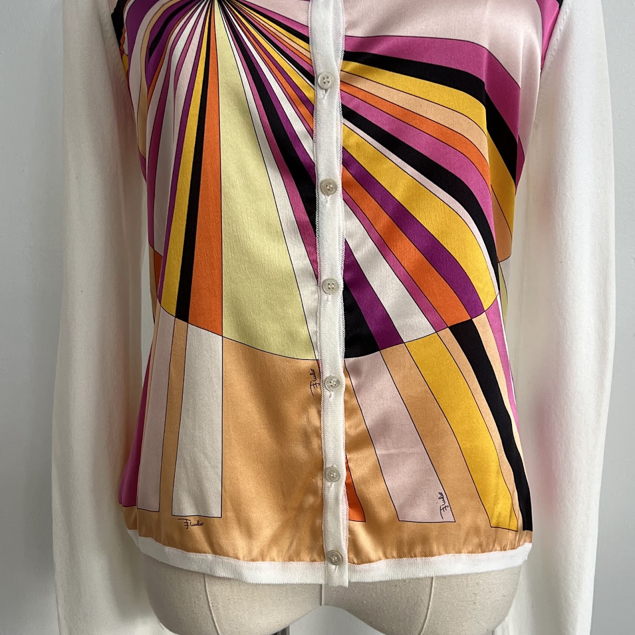 Emilio Pucci Silk Panel Button Front Blouse