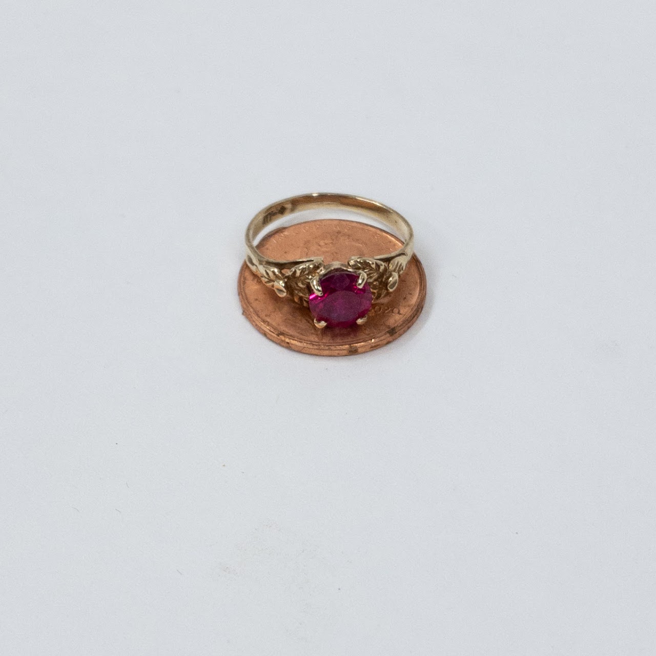 14K Gold Child's Ring with Corundum Gemstone