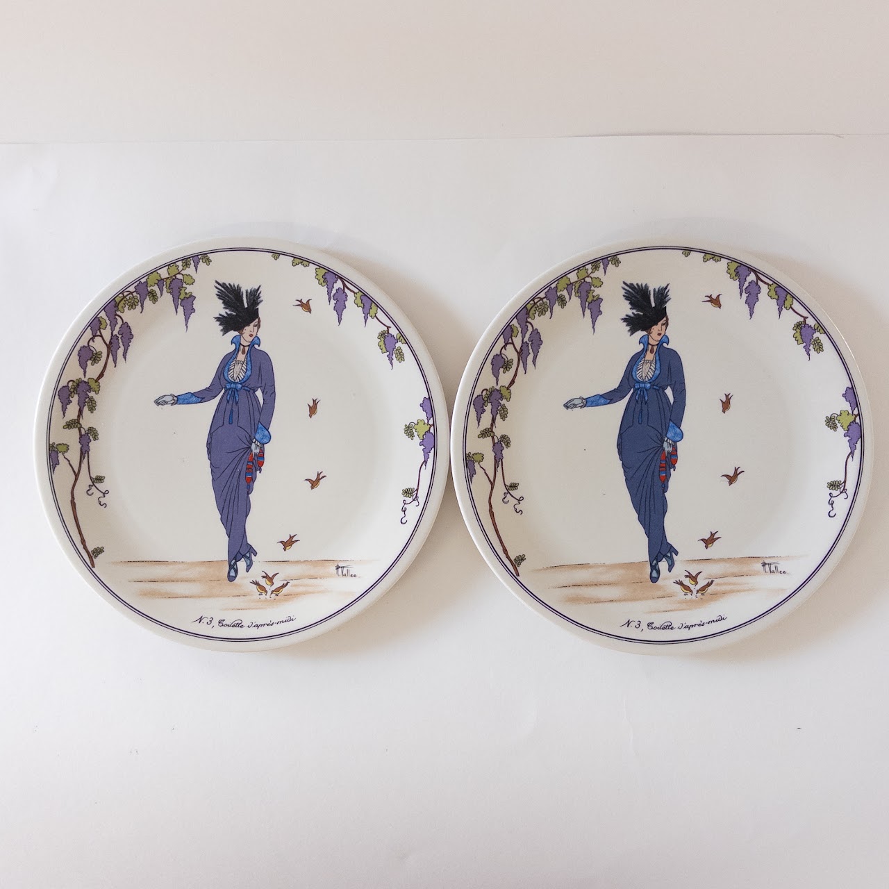 Villeroy & Boch Design 1900 Art Deco Patterned Salad Plate Set of Eight