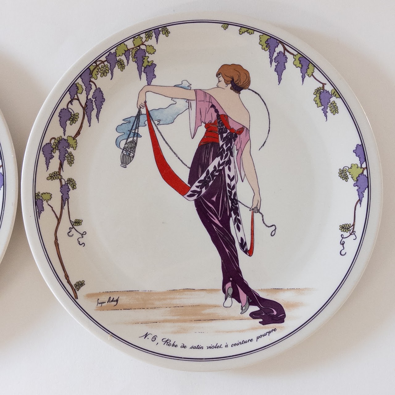 Villeroy & Boch Design 1900 Art Deco Patterned Salad Plate Set of Eight