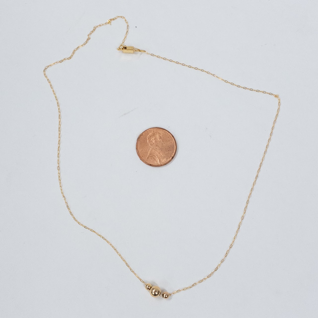 14K Gold Necklace with Three Ball Pendants