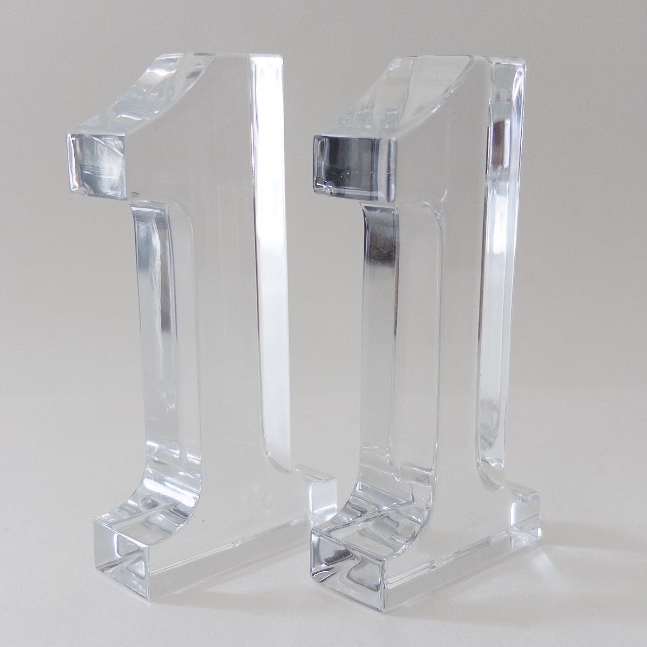 Baccarat Crystal '1' Paperweight Pair