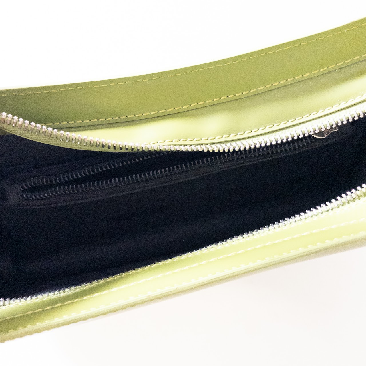 Moschino Polished Lime Green Leather Shoulder Bag