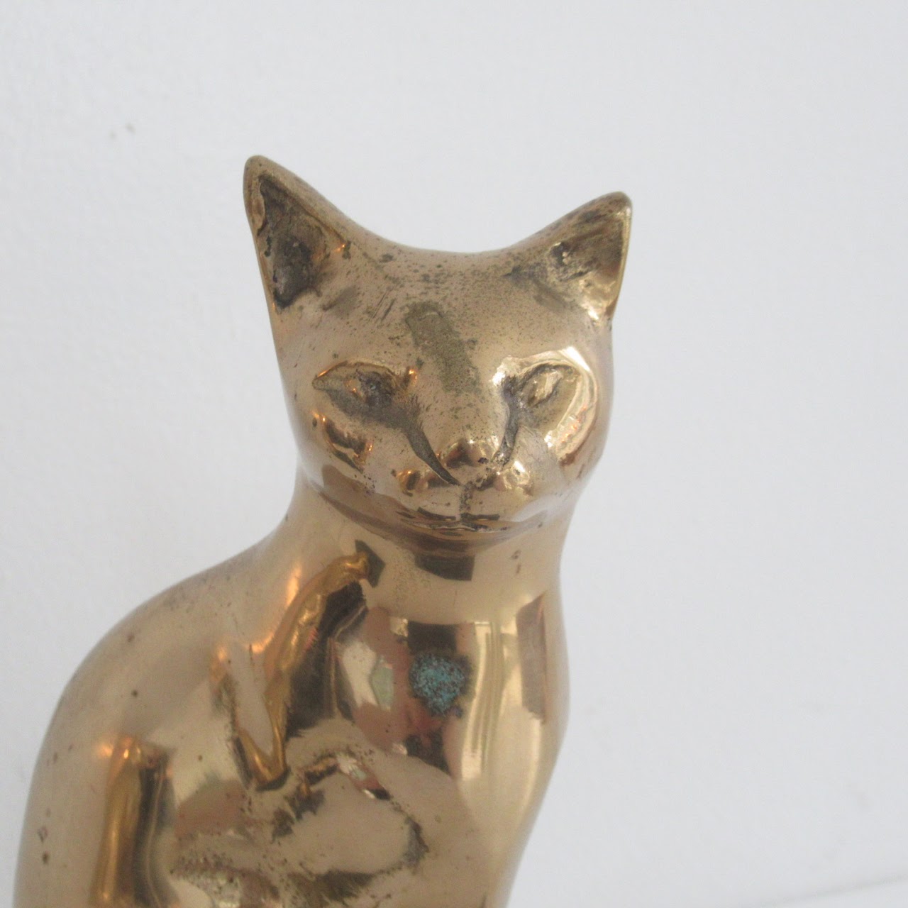 Brass Cat On Marble Base Bookends