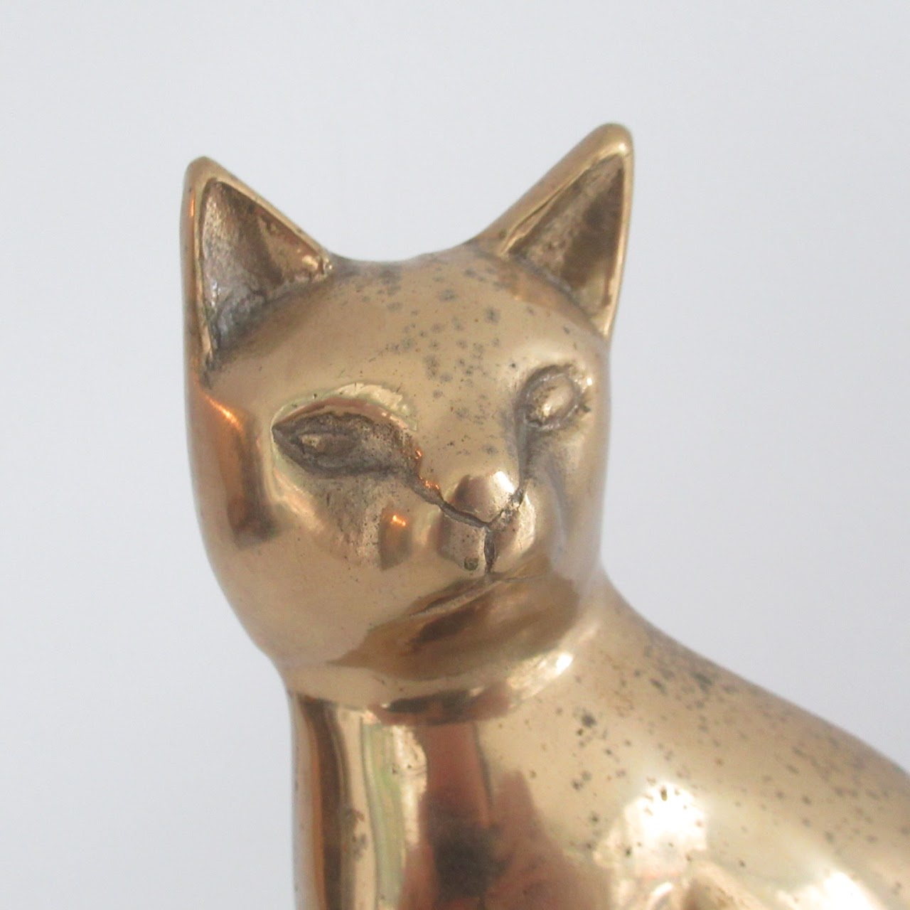 Brass Cat On Marble Base Bookends