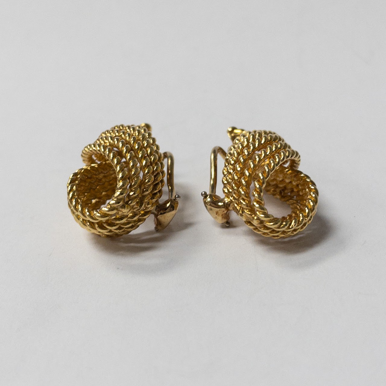 18K Gold Rope Twist Clip Earrings