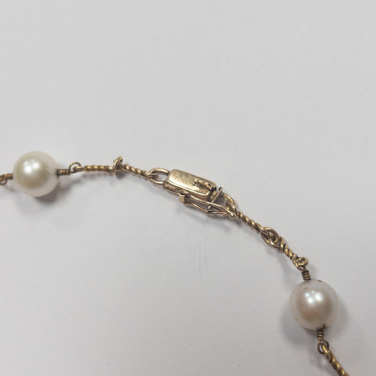 14K Gold & Pearl Station Necklace