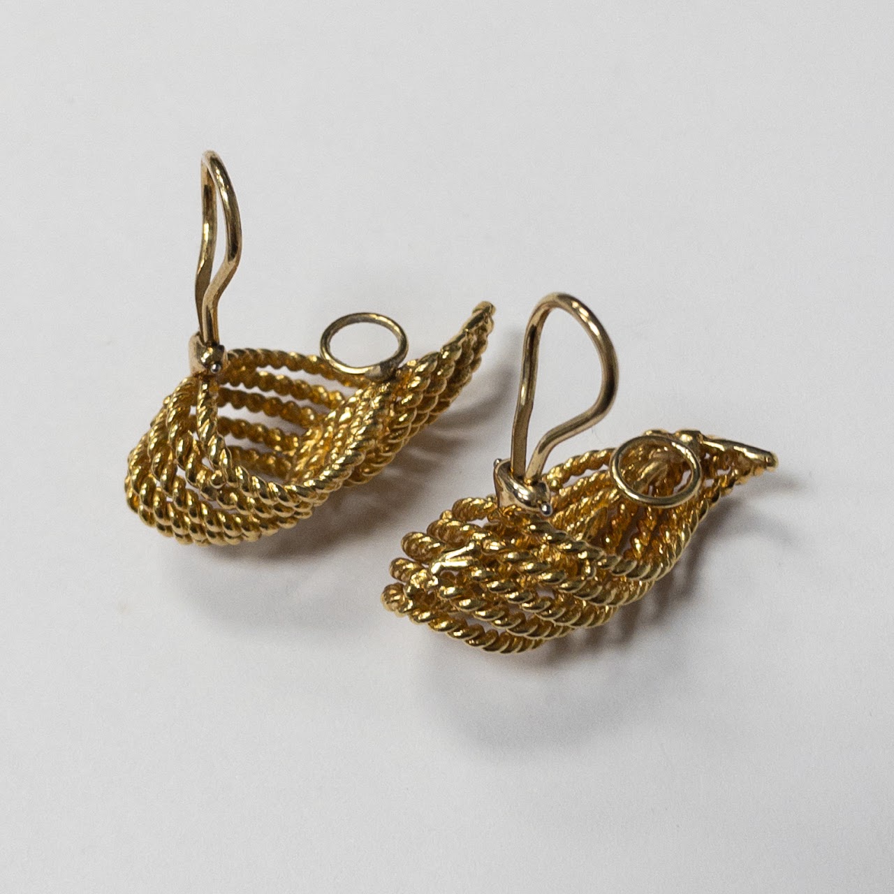 18K Gold Rope Twist Clip Earrings