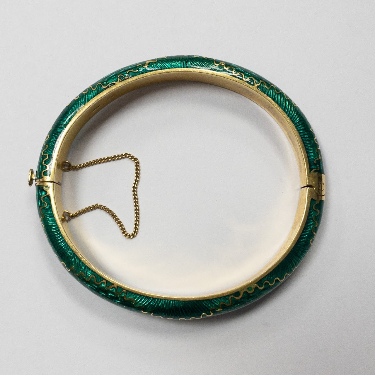 18K Gold & Green Enamel Bangle