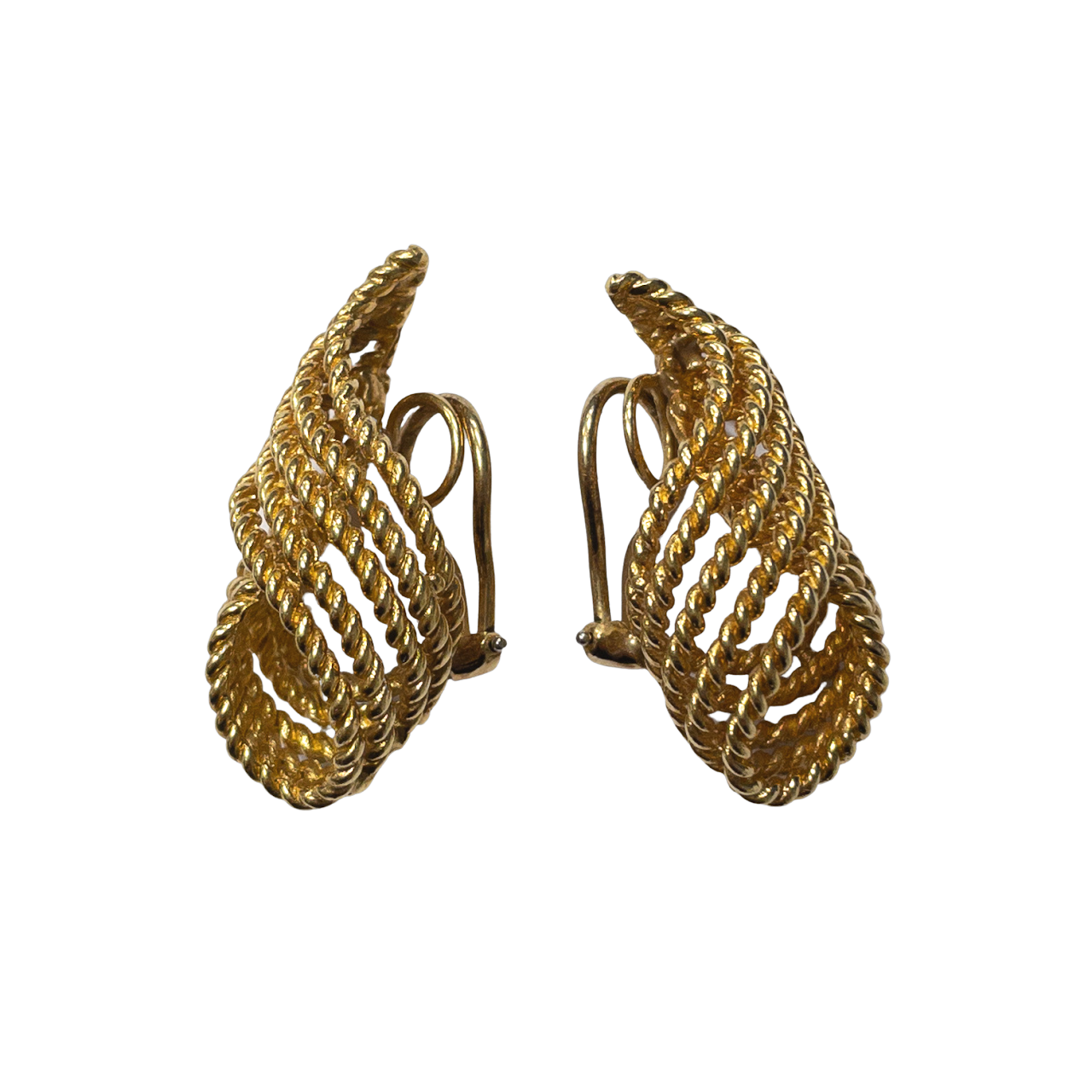 18K Gold Rope Twist Clip Earrings