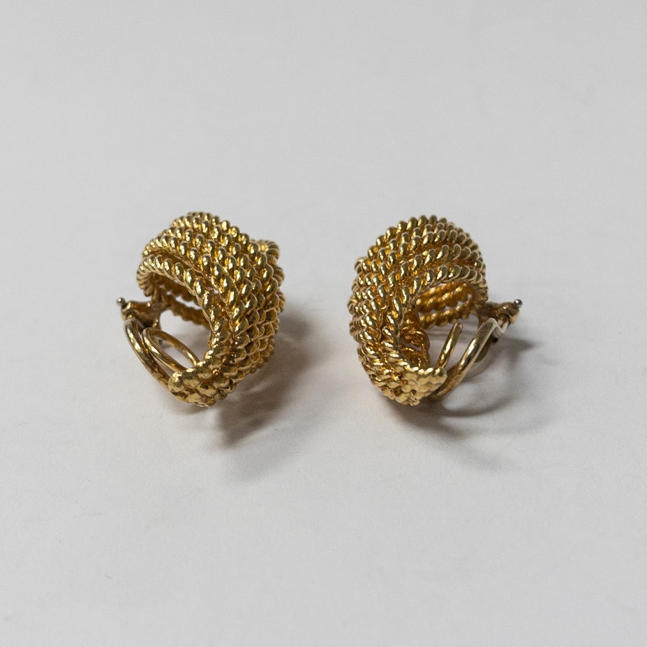 18K Gold Rope Twist Clip Earrings