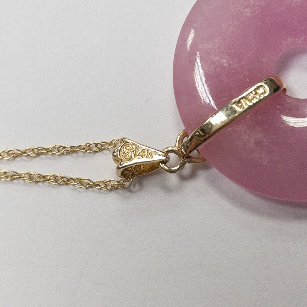 14K Gold & Pink Quartz Pendant