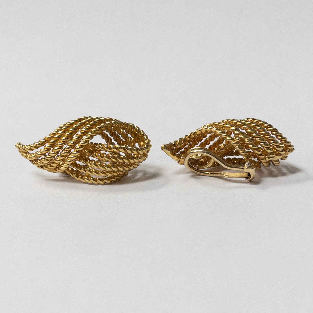 18K Gold Rope Twist Clip Earrings