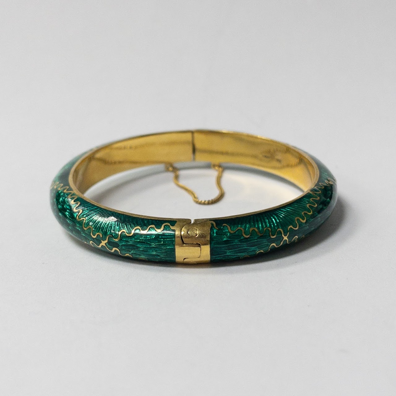 18K Gold & Green Enamel Bangle