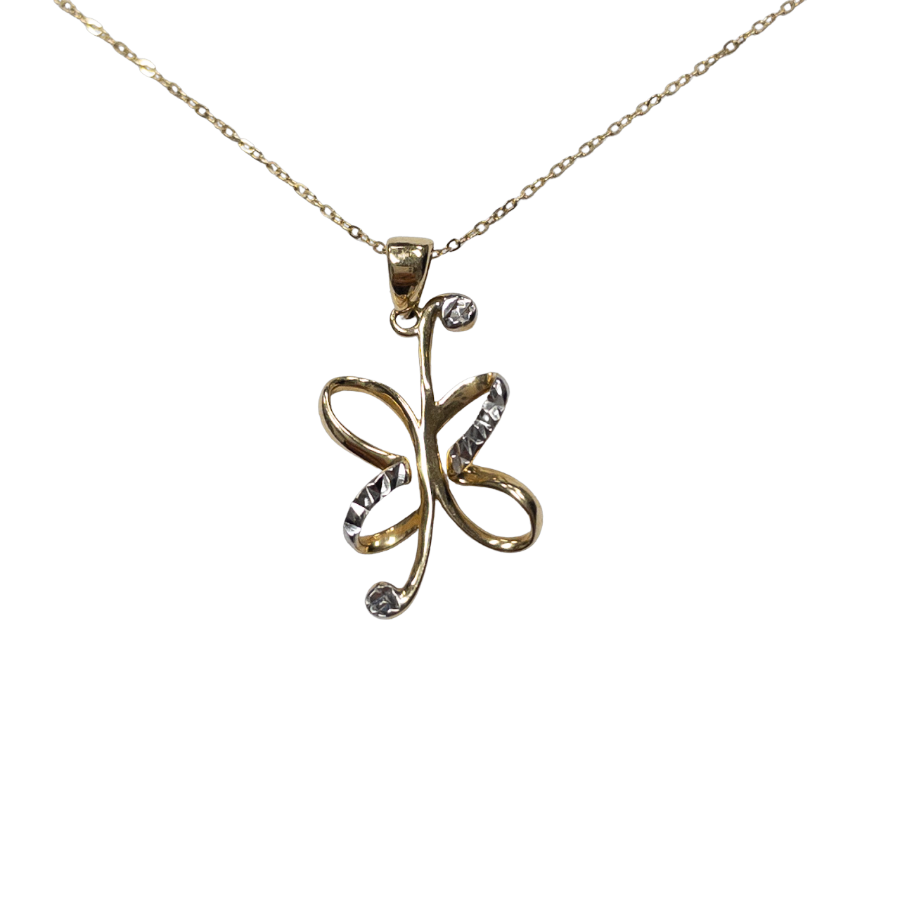 14K Gold Butterfly Pendant Necklace