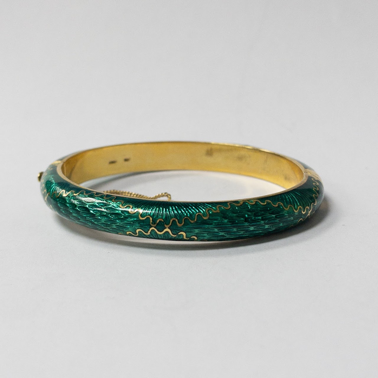 18K Gold & Green Enamel Bangle