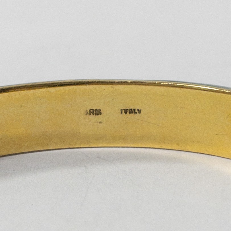 18K Gold & Green Enamel Bangle