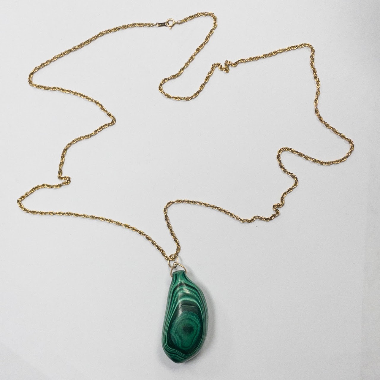 14K Gold & Malachite Pendant