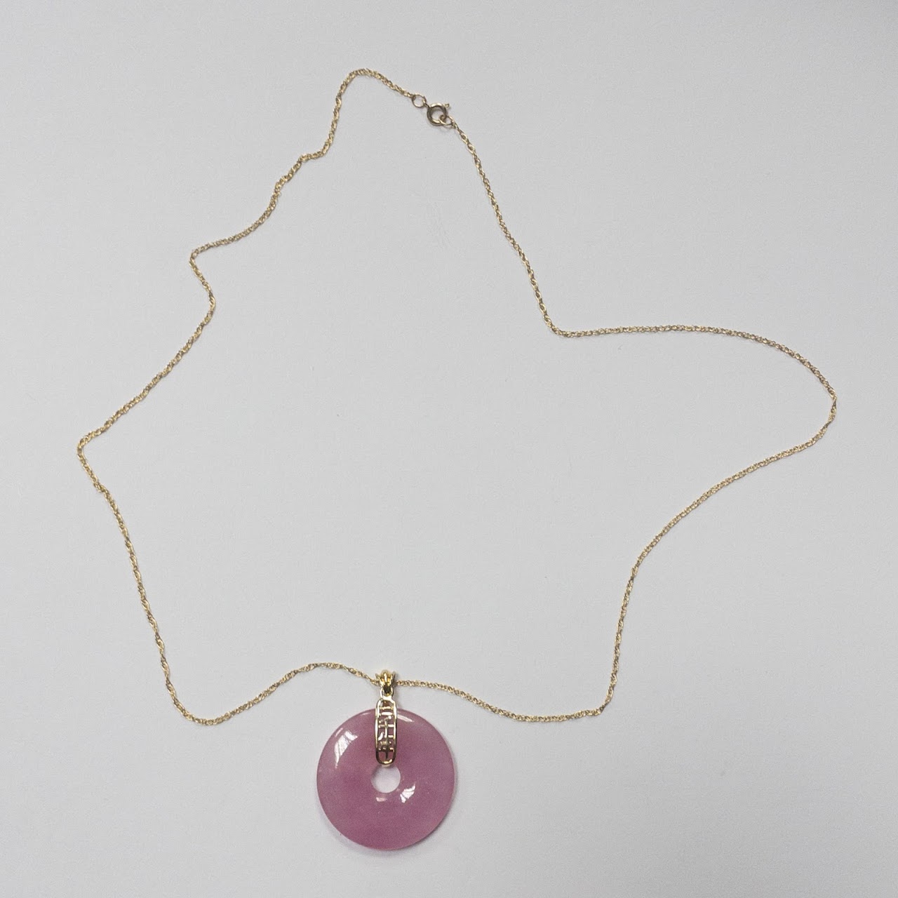 14K Gold & Pink Quartz Pendant