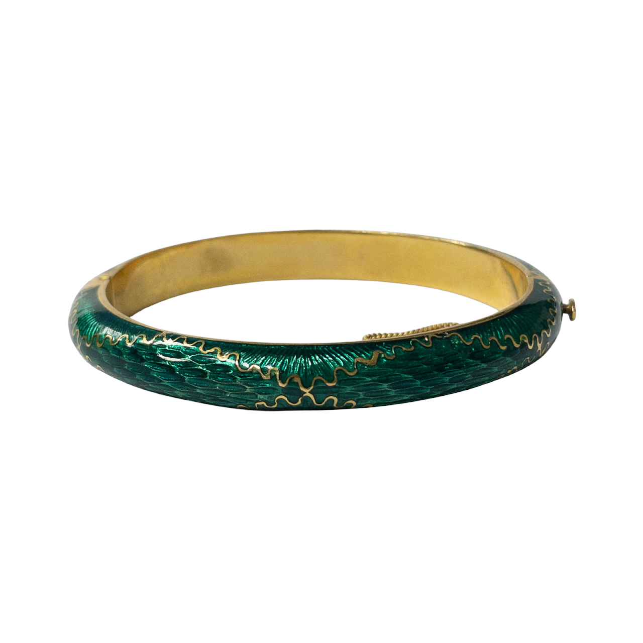 18K Gold & Green Enamel Bangle